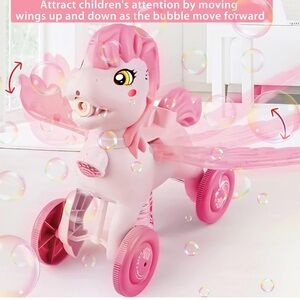 Unicorn Bubble Machine - Automatic Bubble Lawn Mower with Music & Light - Pink
